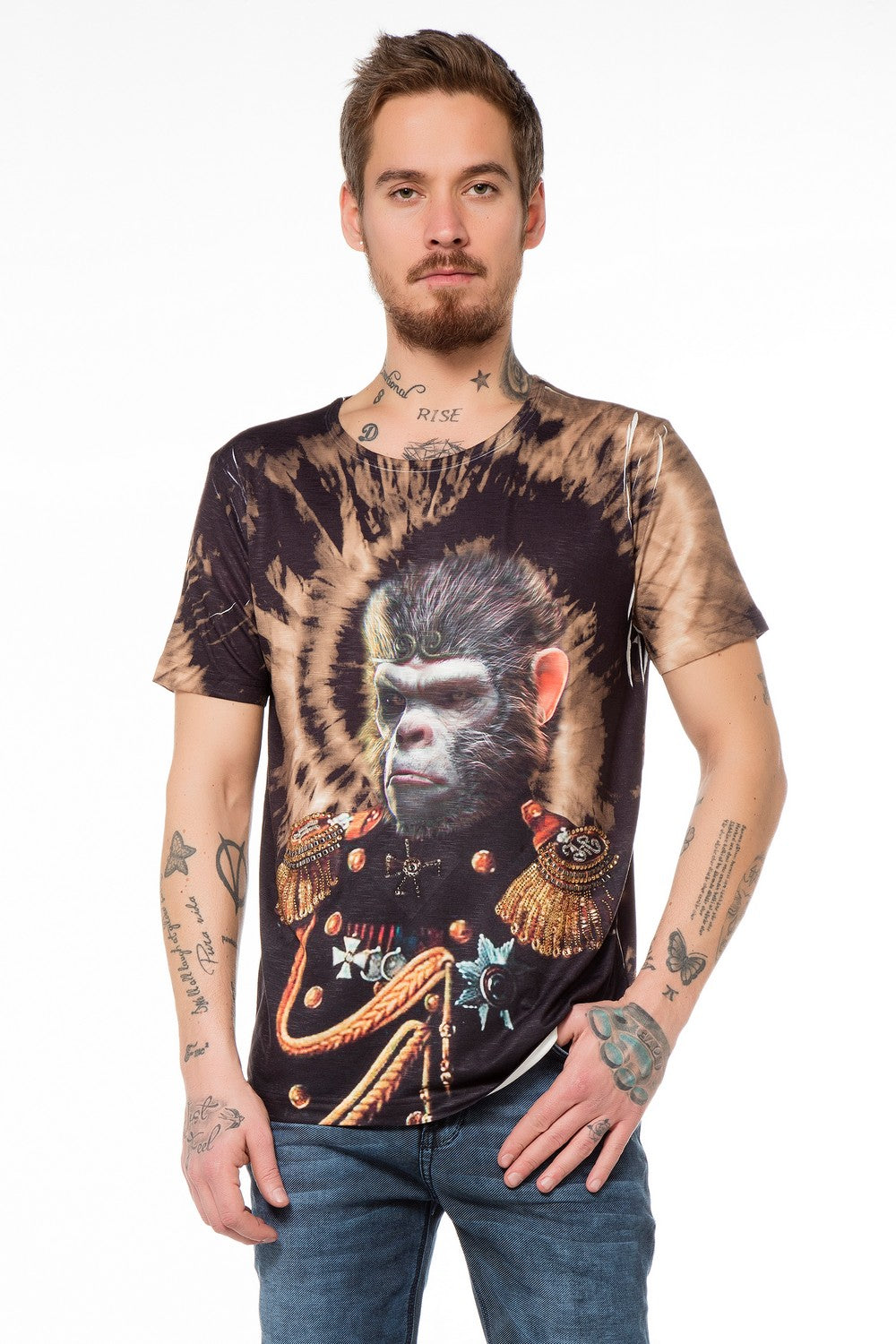 CT395 T-shirt Maschile con Stampa di Scimmia