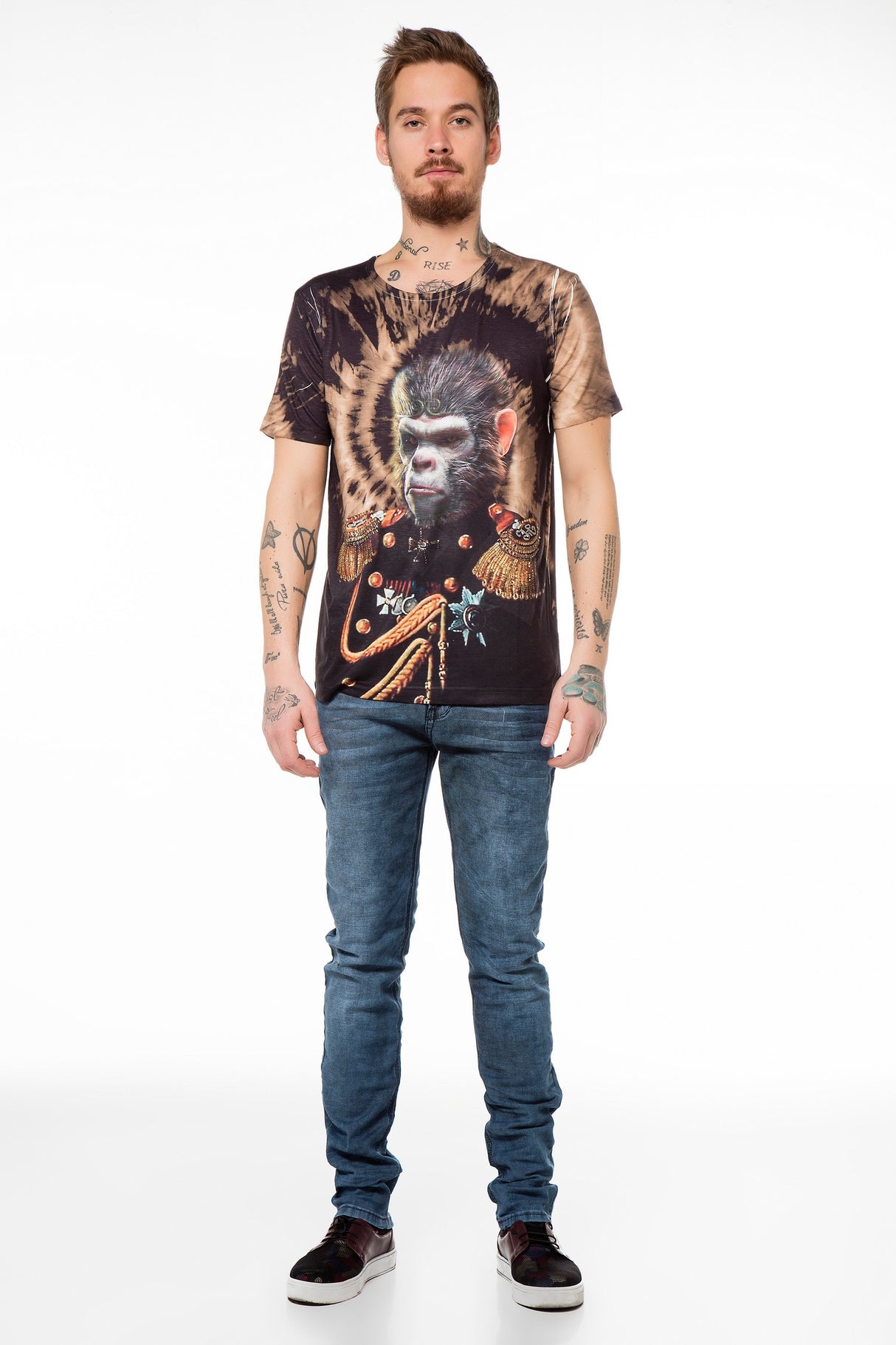 CT395 T-shirt Maschile con Stampa di Scimmia