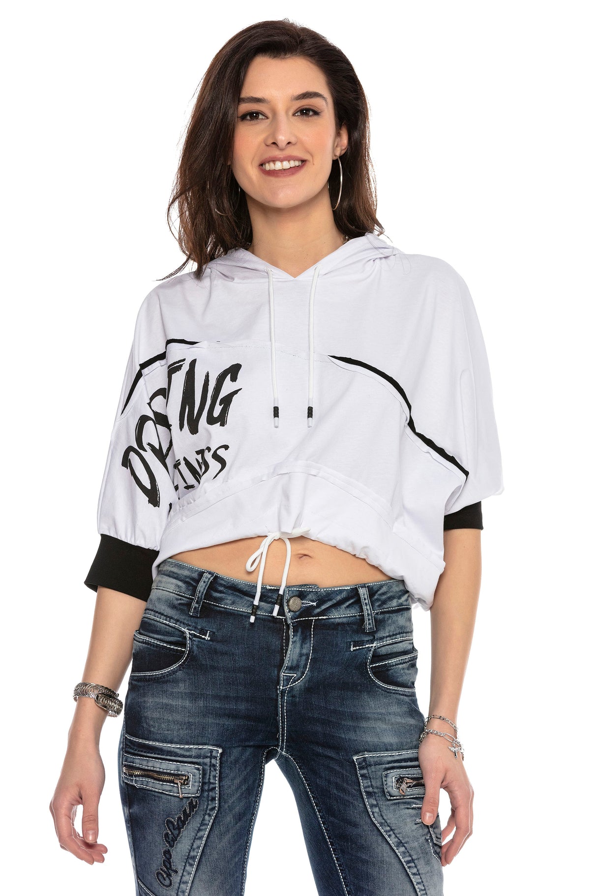 WT313 T-shirt damski z kapturem