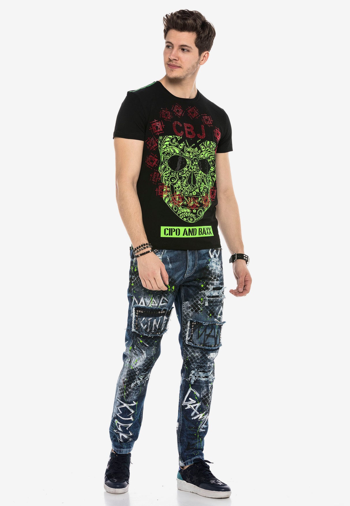 CT545 t-shirt męski z kamieniami