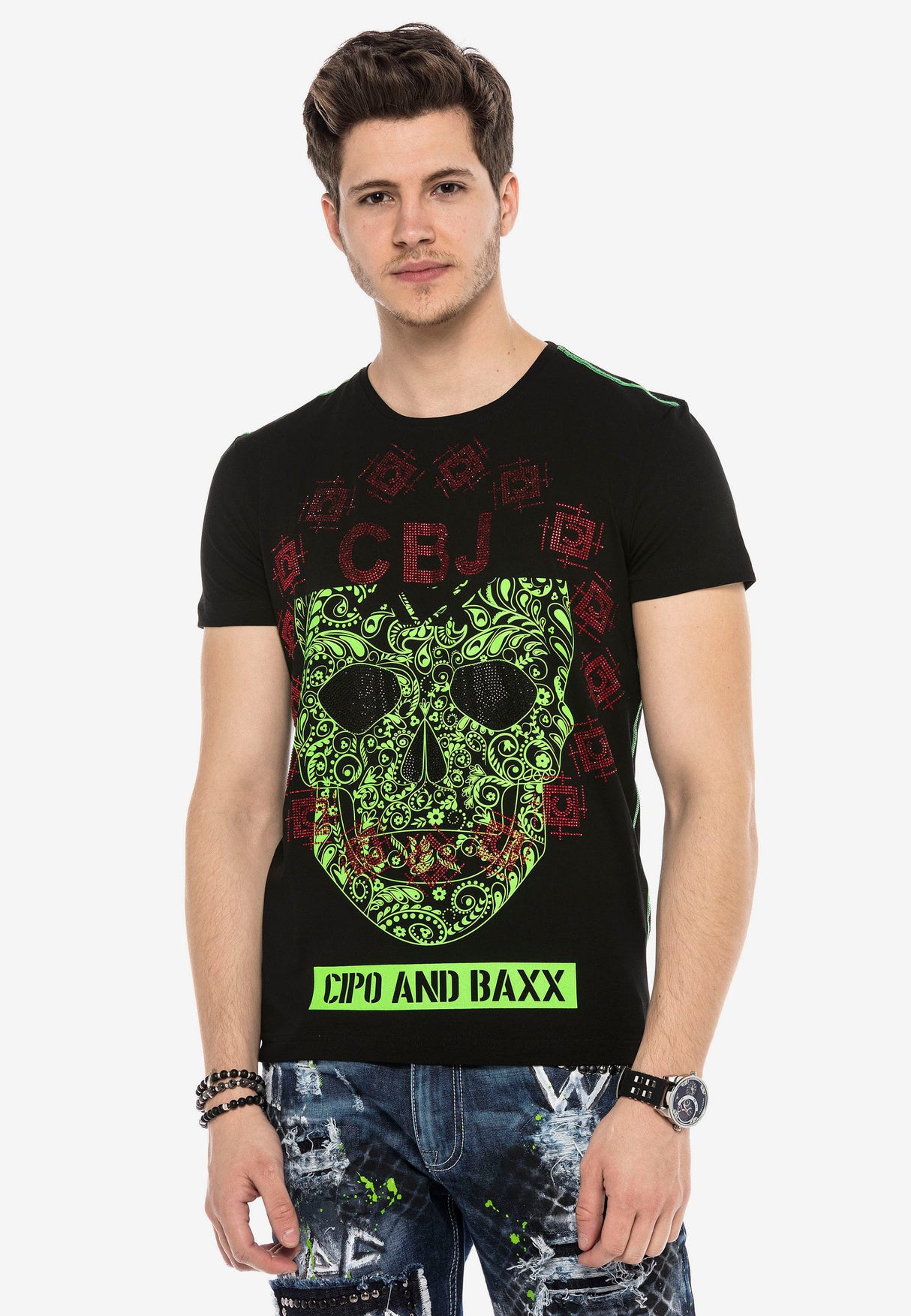 CT545 t-shirt męski z kamieniami