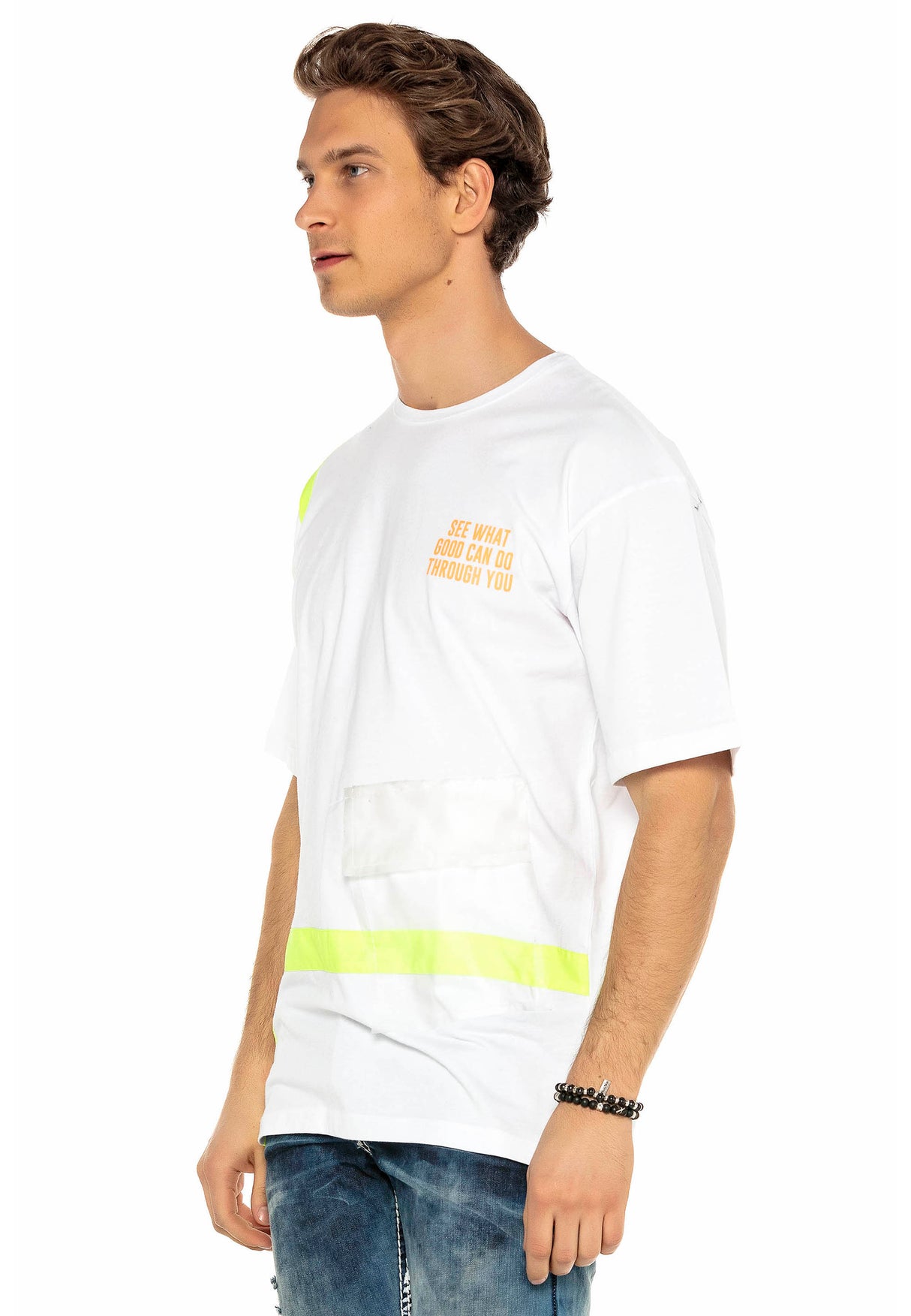 CT587 t-shirt męski oversize z kieszenią