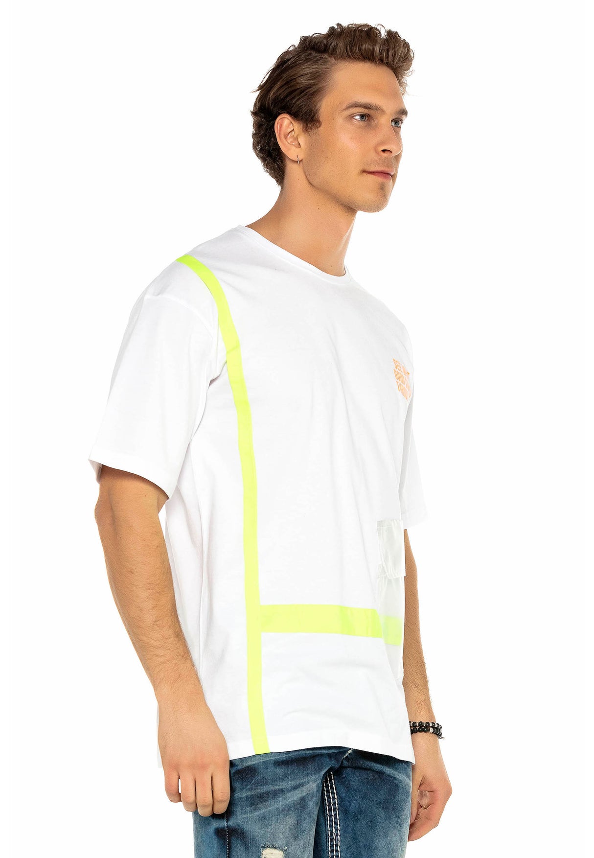 CT587 t-shirt męski oversize z kieszenią