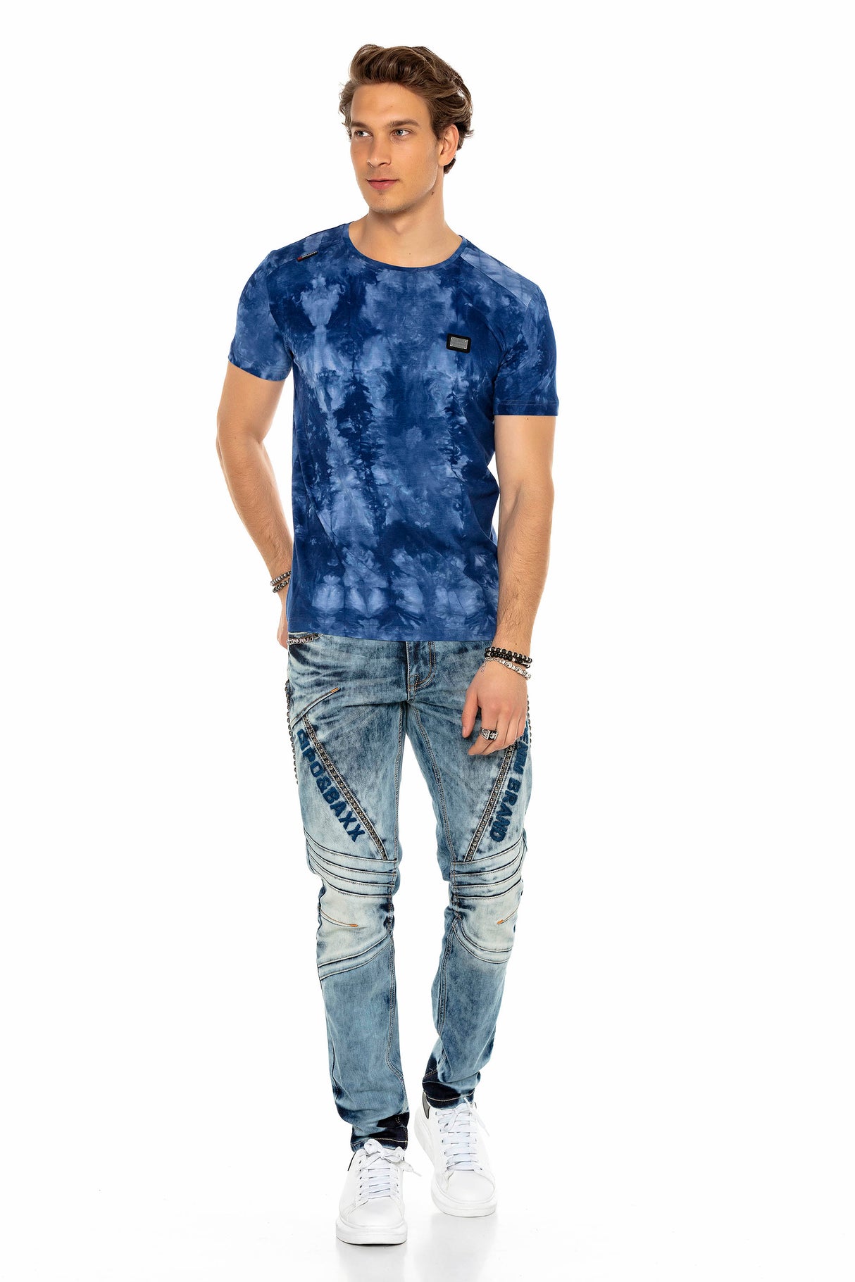 CT570 t-shirt męski w batikowym stylu