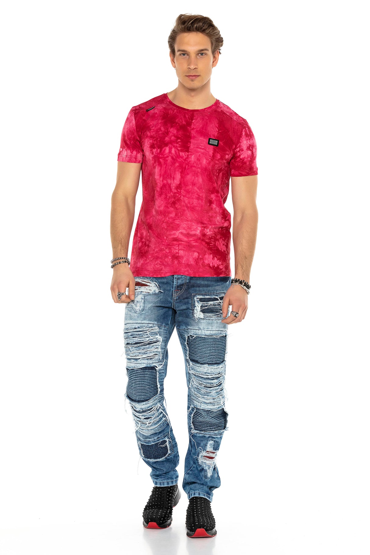 CT570 t-shirt męski w batikowym stylu