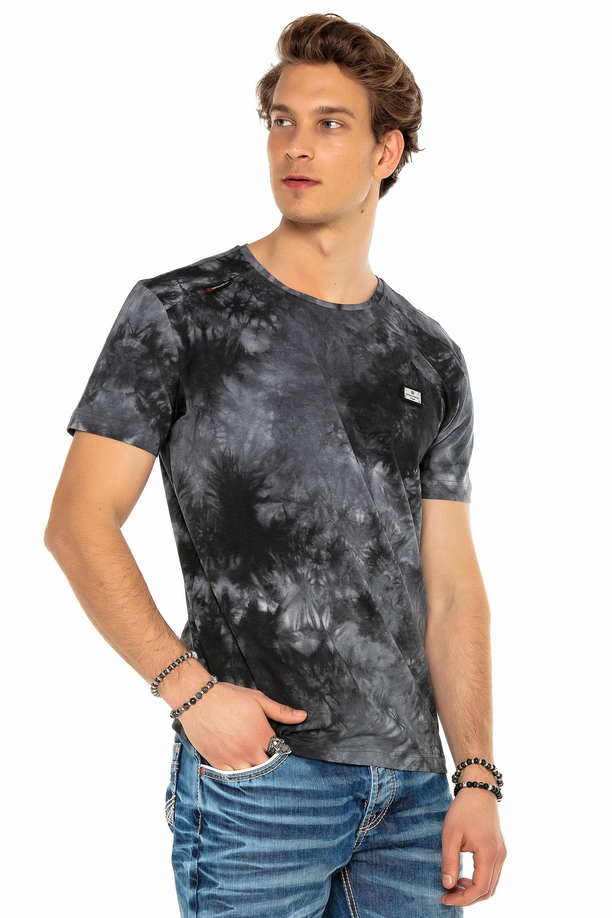 CT570 t-shirt męski w batikowym stylu