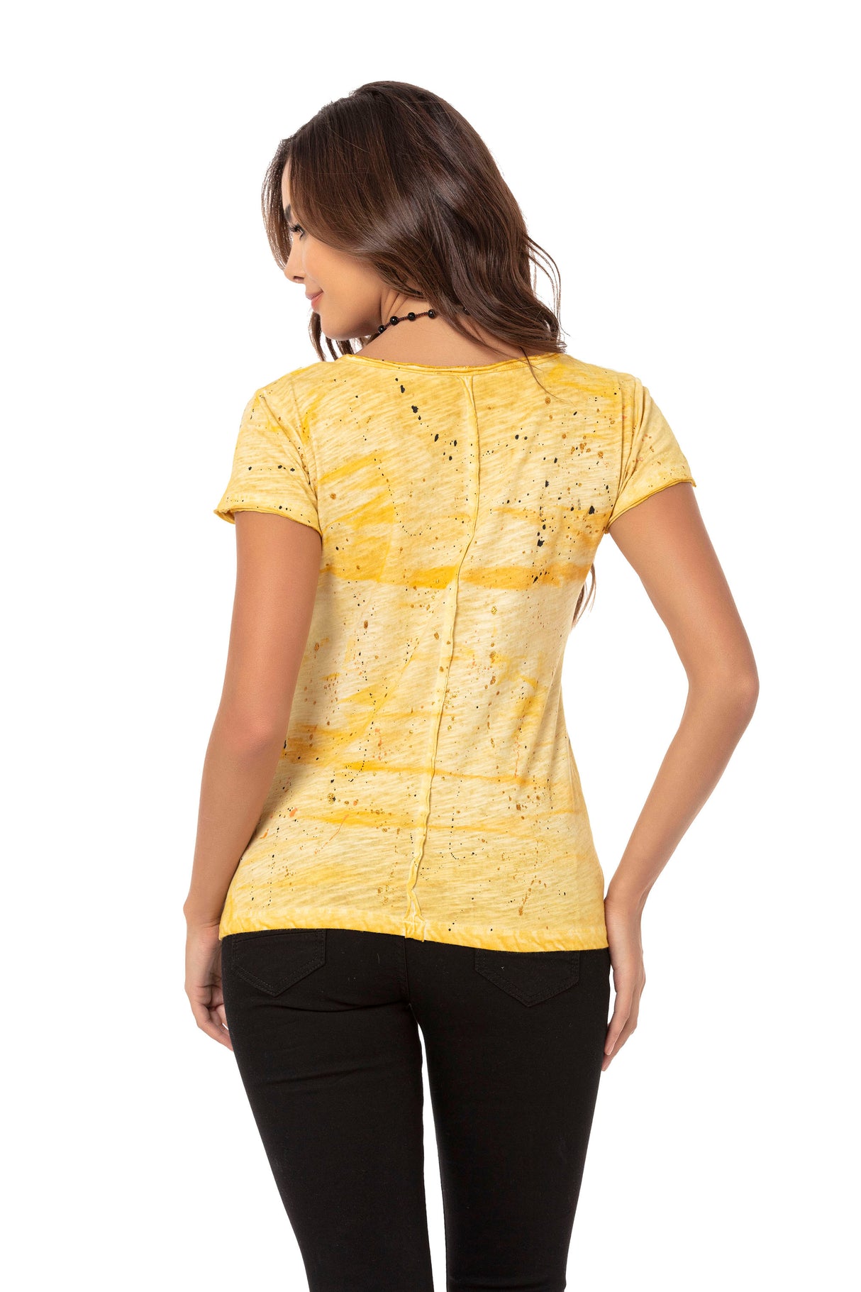 WT324 T-shirt damski z kamieniami