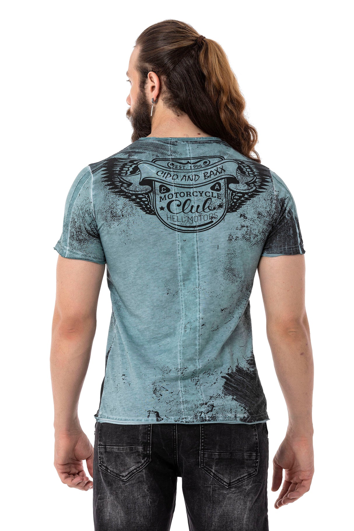 CT704 t-shirt męski z nadrukiem motocyklowym