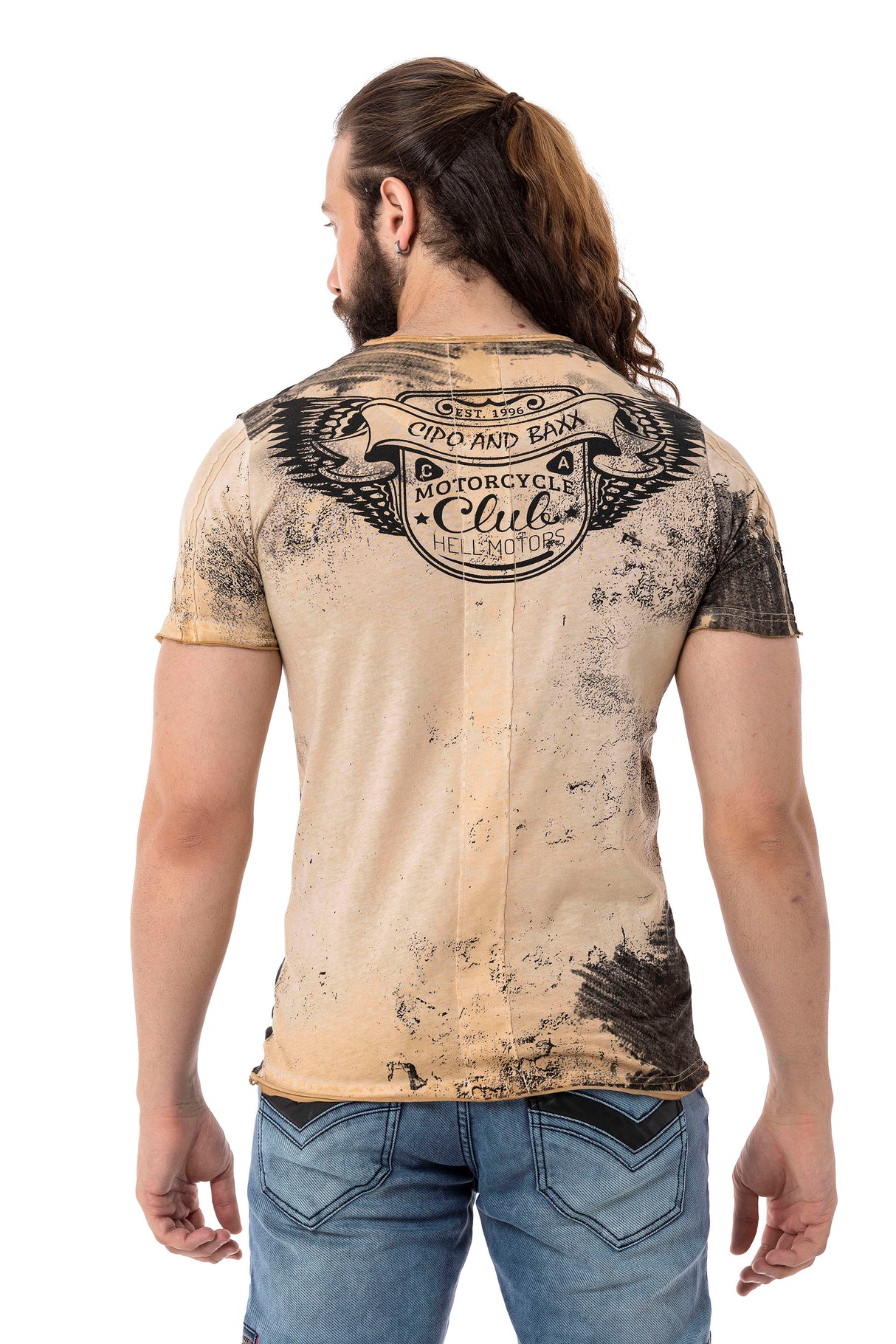 CT704 t-shirt męski z nadrukiem motocyklowym