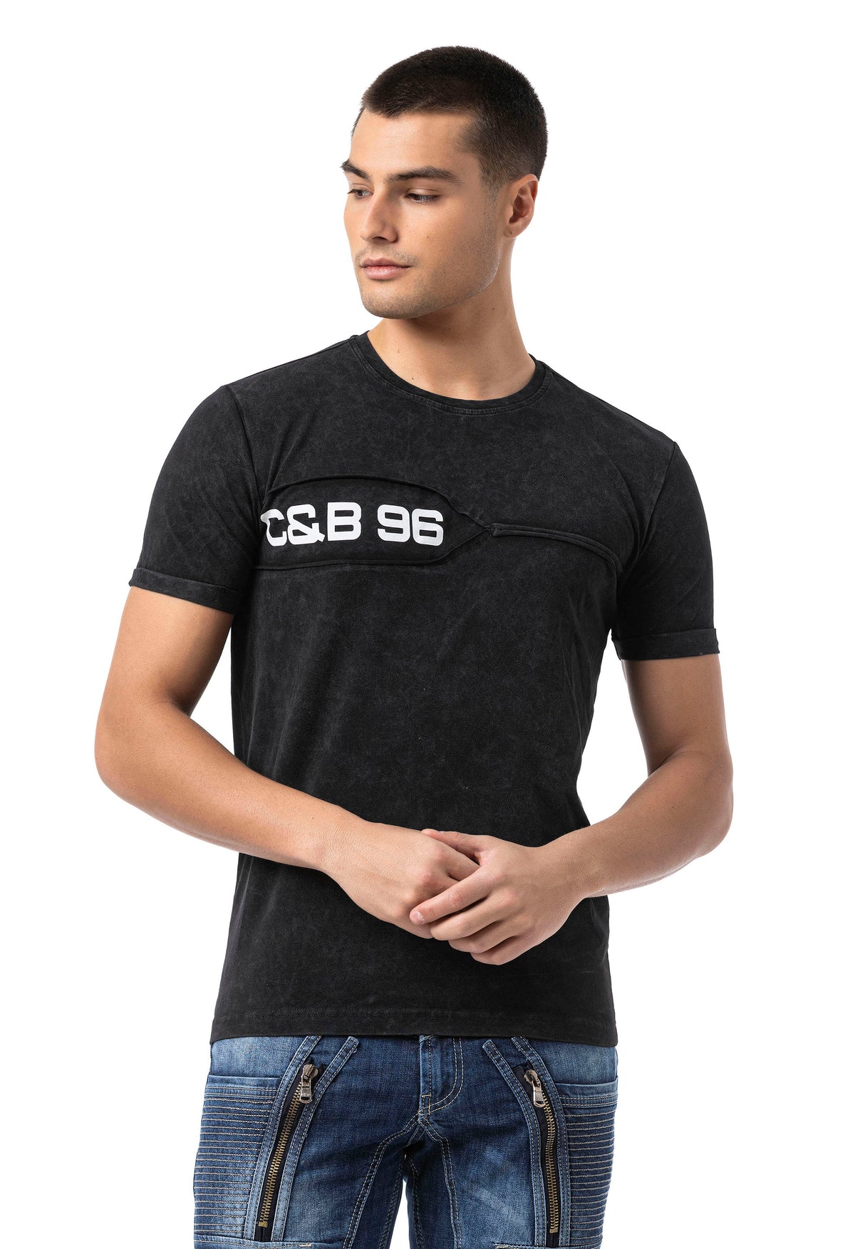CT805 - Uomo T-Shirt Uni con stampa del logo