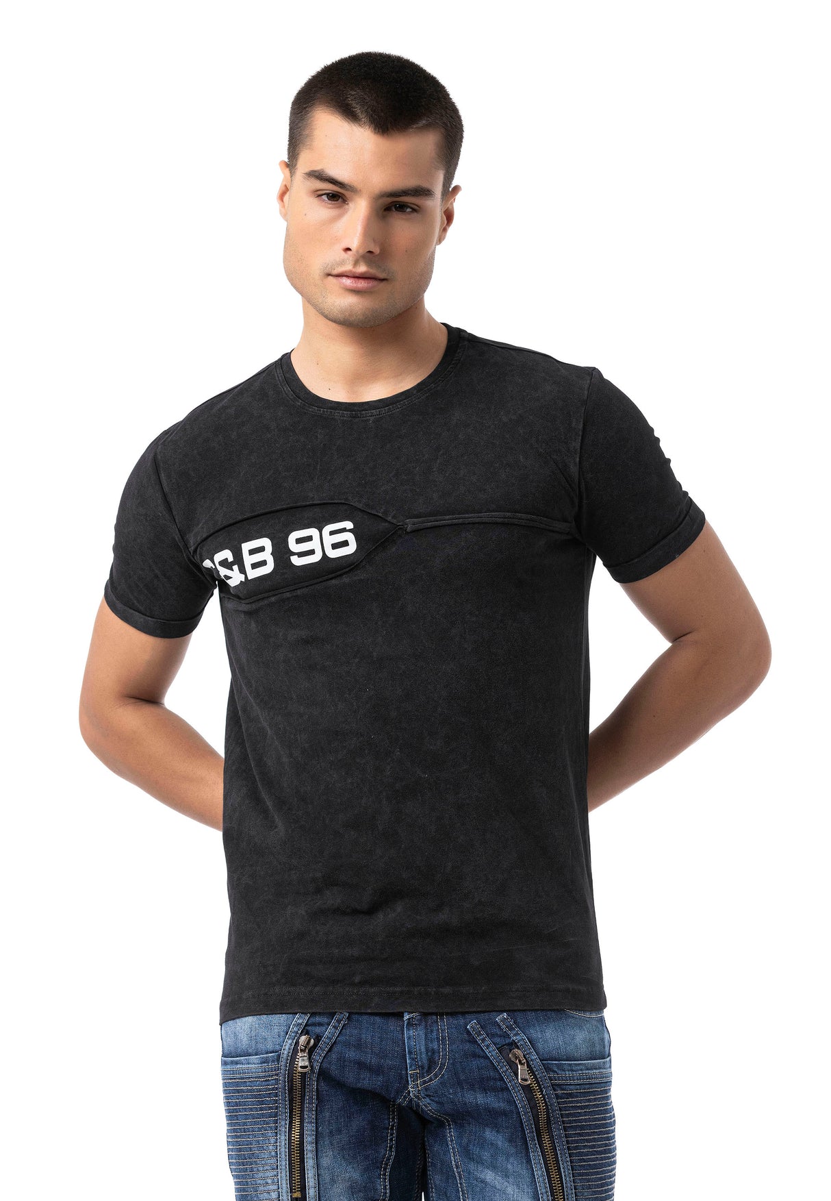 CT805 - Uomo T-Shirt Uni con stampa del logo