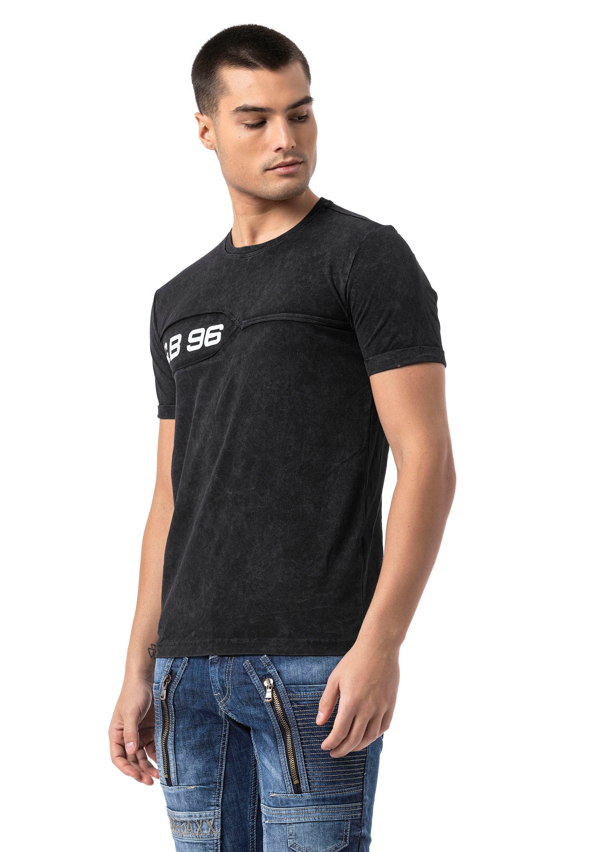 CT805 - Uomo T-Shirt Uni con stampa del logo