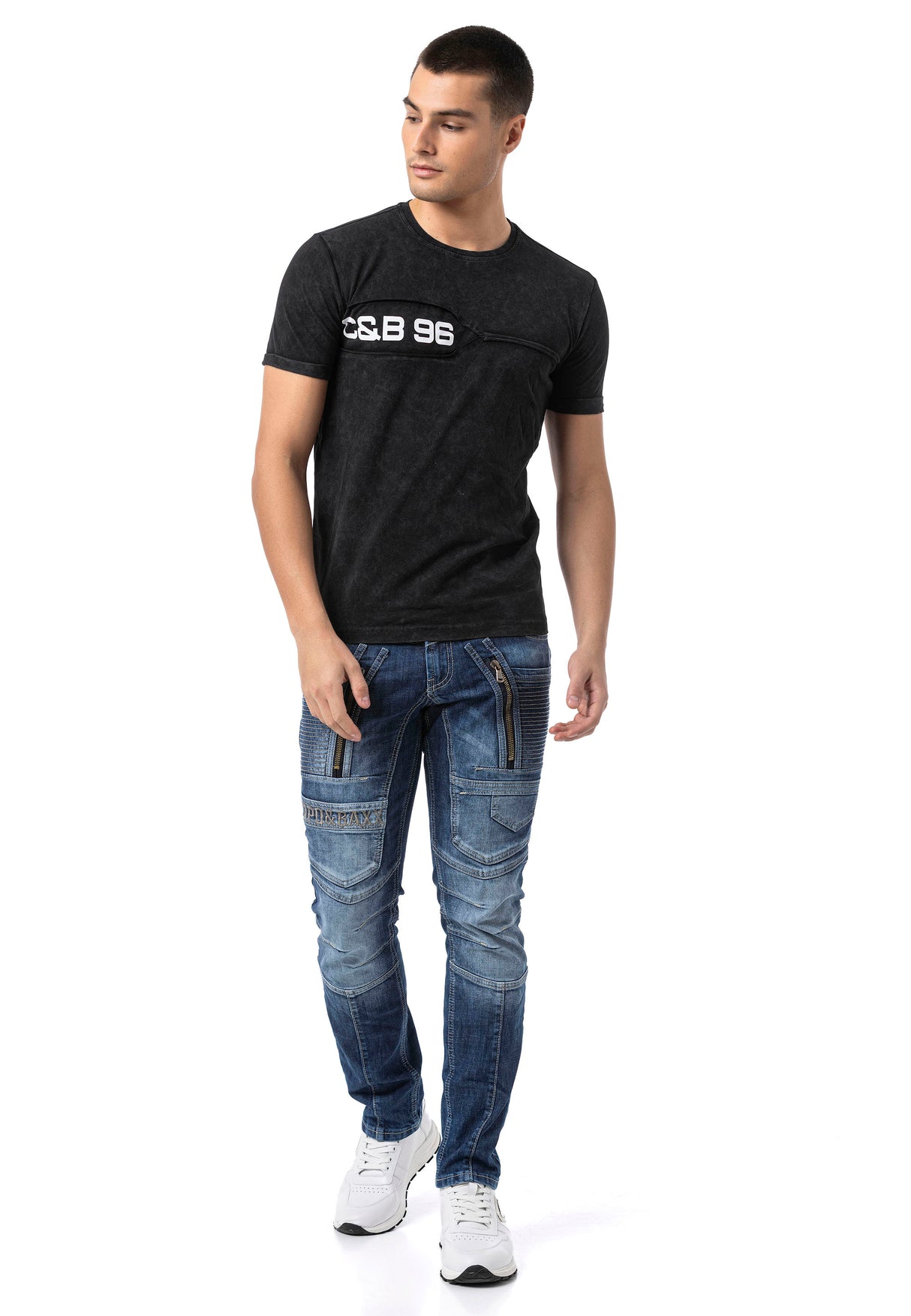 CT805 - Uomo T-Shirt Uni con stampa del logo