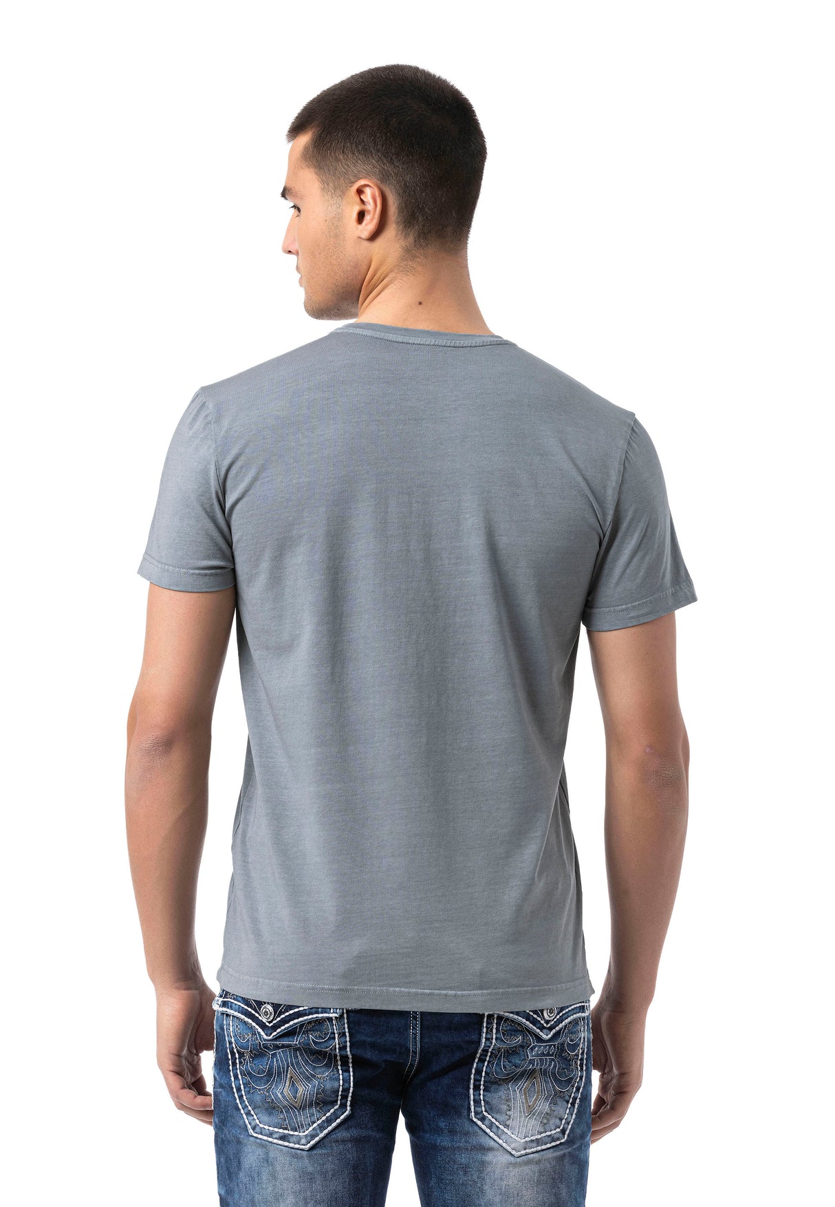 CT827-Men's T-Shirt with Crew Neck in Regular Fit