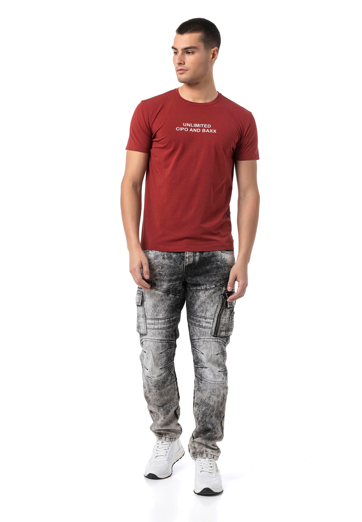 CT827-Men's T-Shirt with Crew Neck in Regular Fit