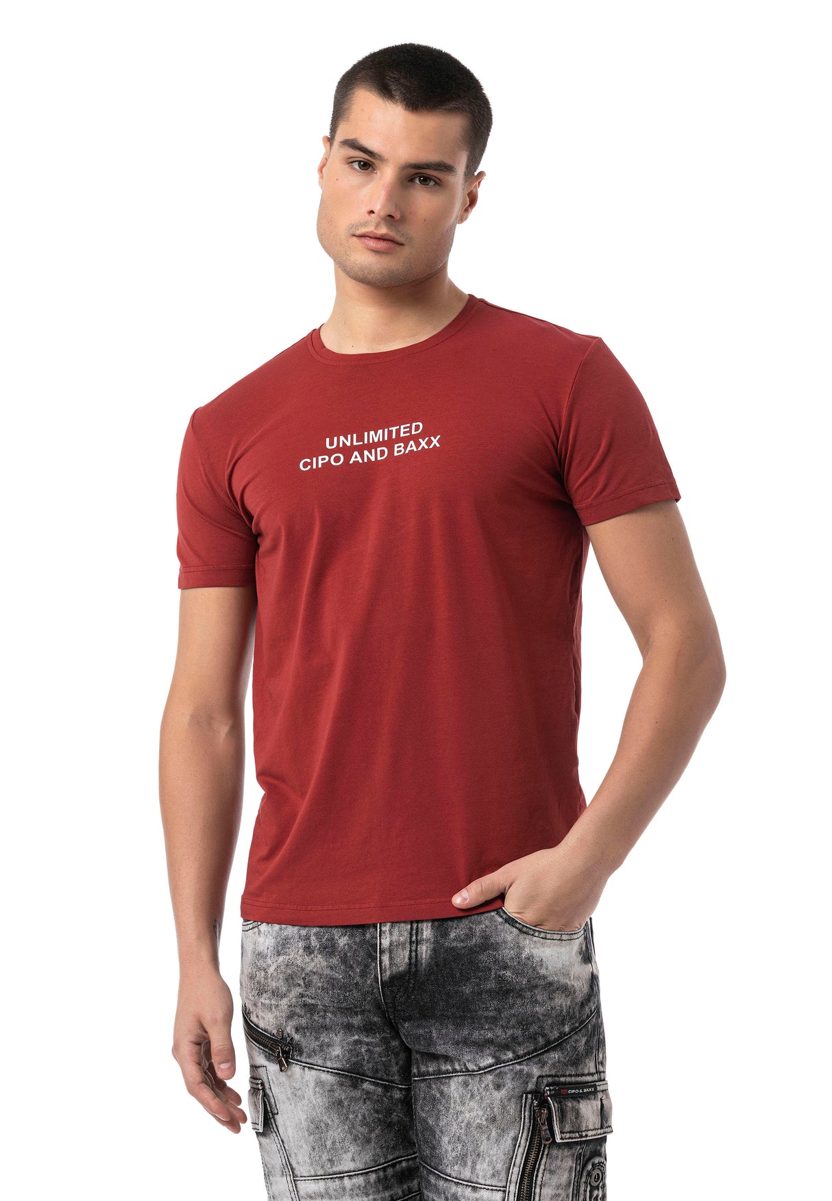 CT827-Men's T-Shirt with Crew Neck in Regular Fit