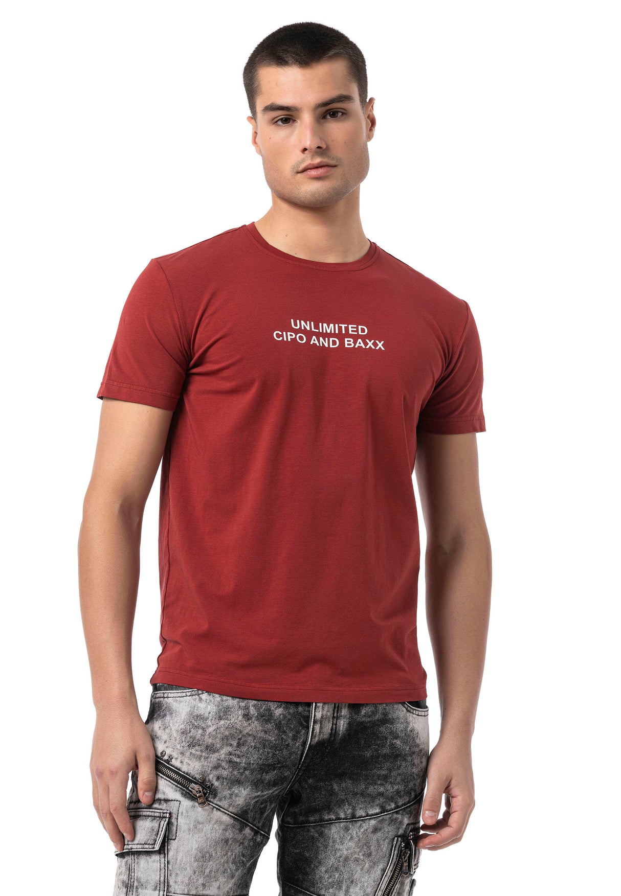 CT827-Men's T-Shirt with Crew Neck in Regular Fit