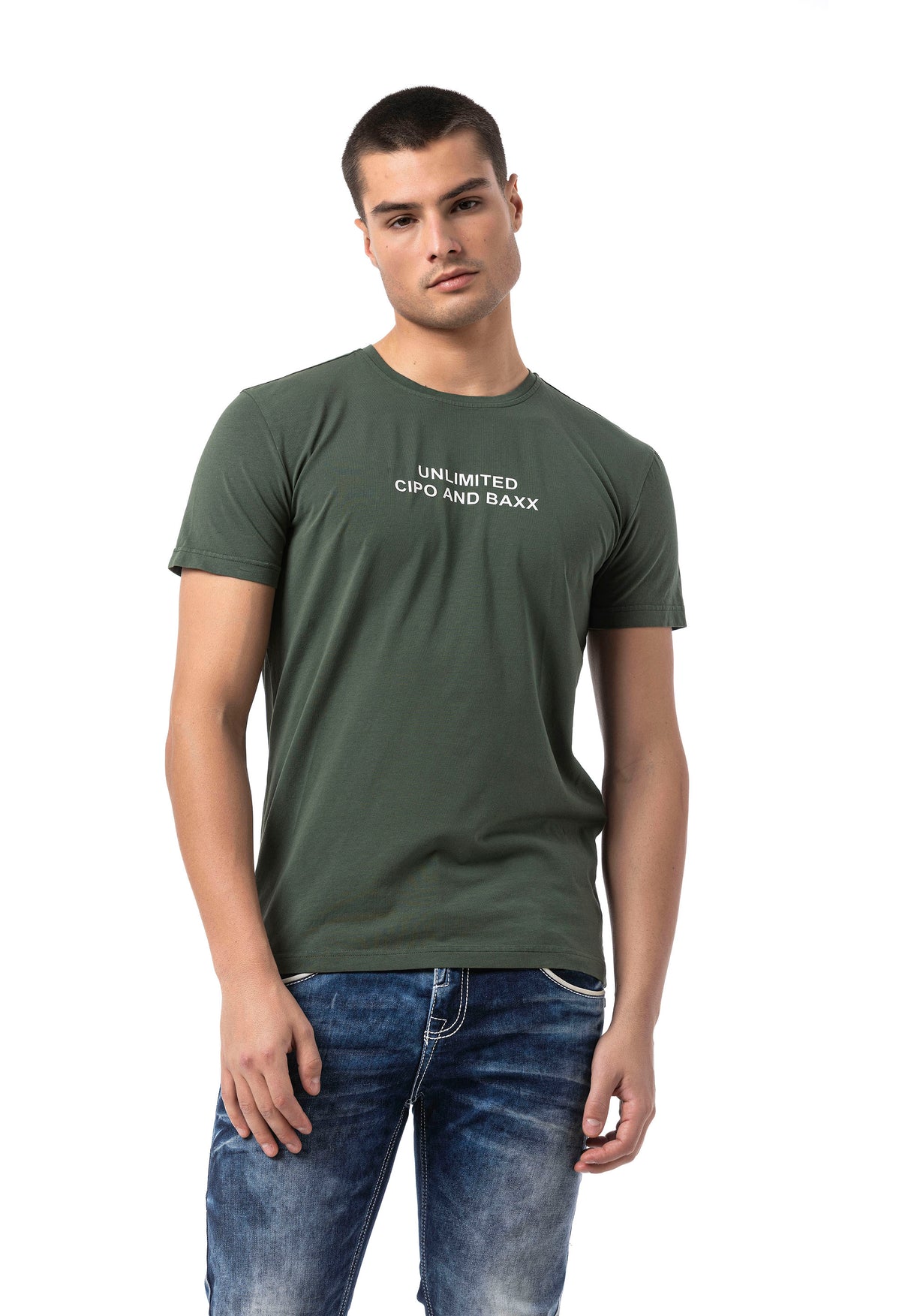 CT827-Men's T-Shirt with Crew Neck in Regular Fit