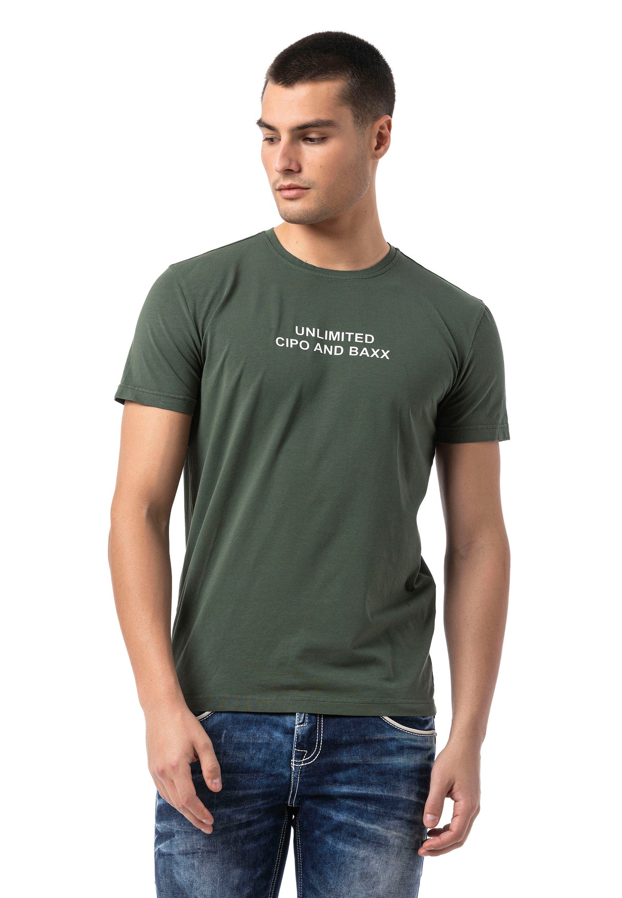CT827-Men's T-Shirt with Crew Neck in Regular Fit