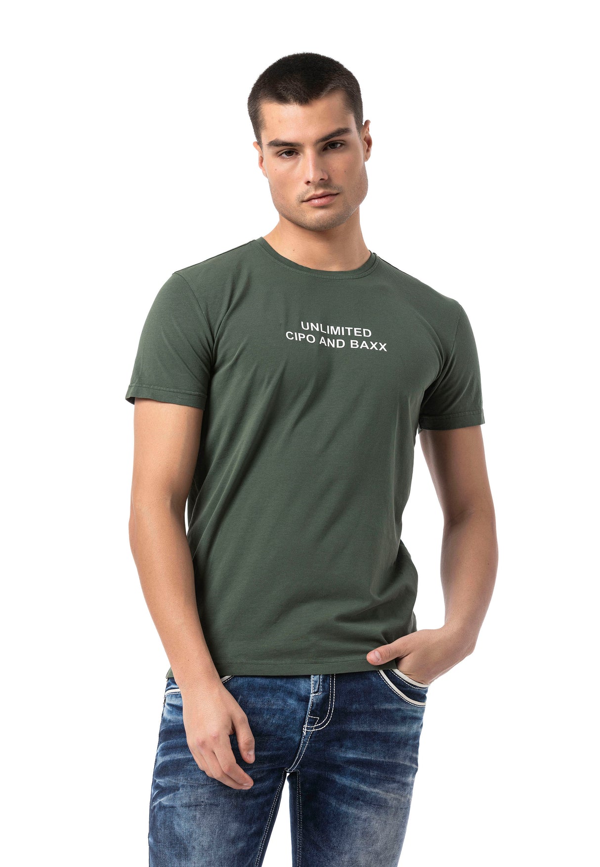 CT827-Men's T-Shirt with Crew Neck in Regular Fit