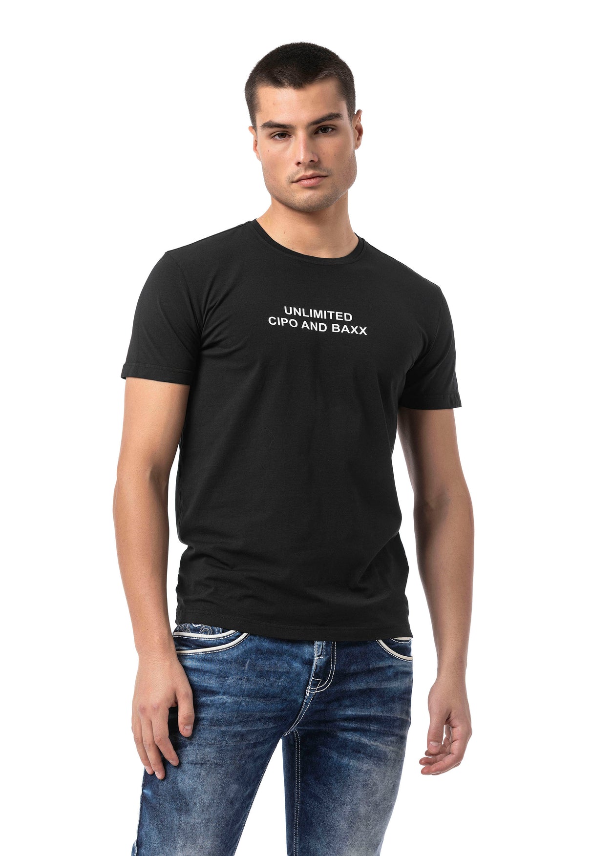 CT827-Men's T-Shirt with Crew Neck in Regular Fit