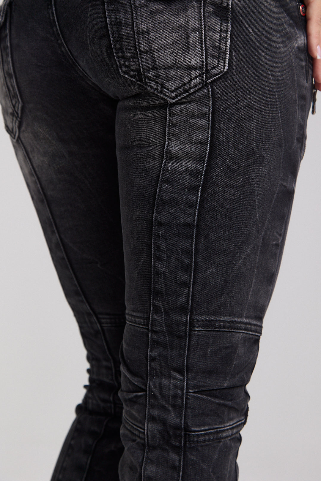 WD358 Jeans confortables femmes avec coutures décoratives à la mode