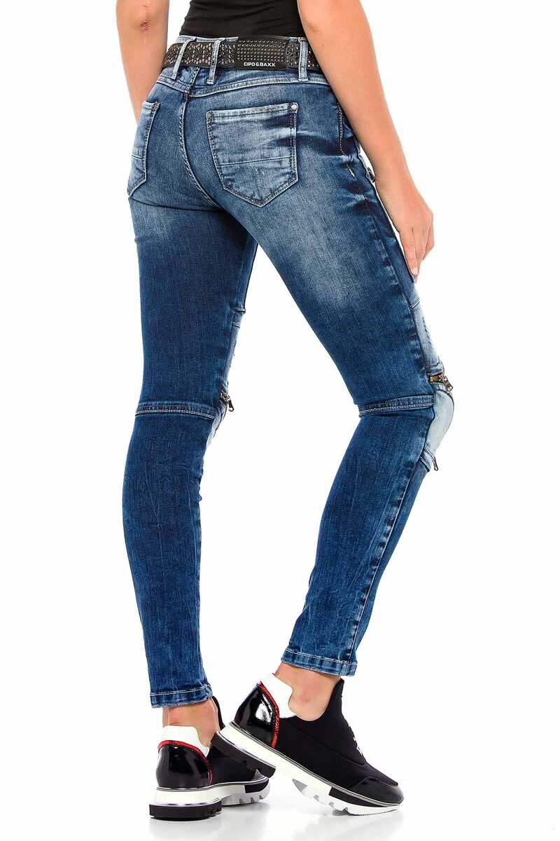 WD377 jeansy damskie z wieloma aplikacjami