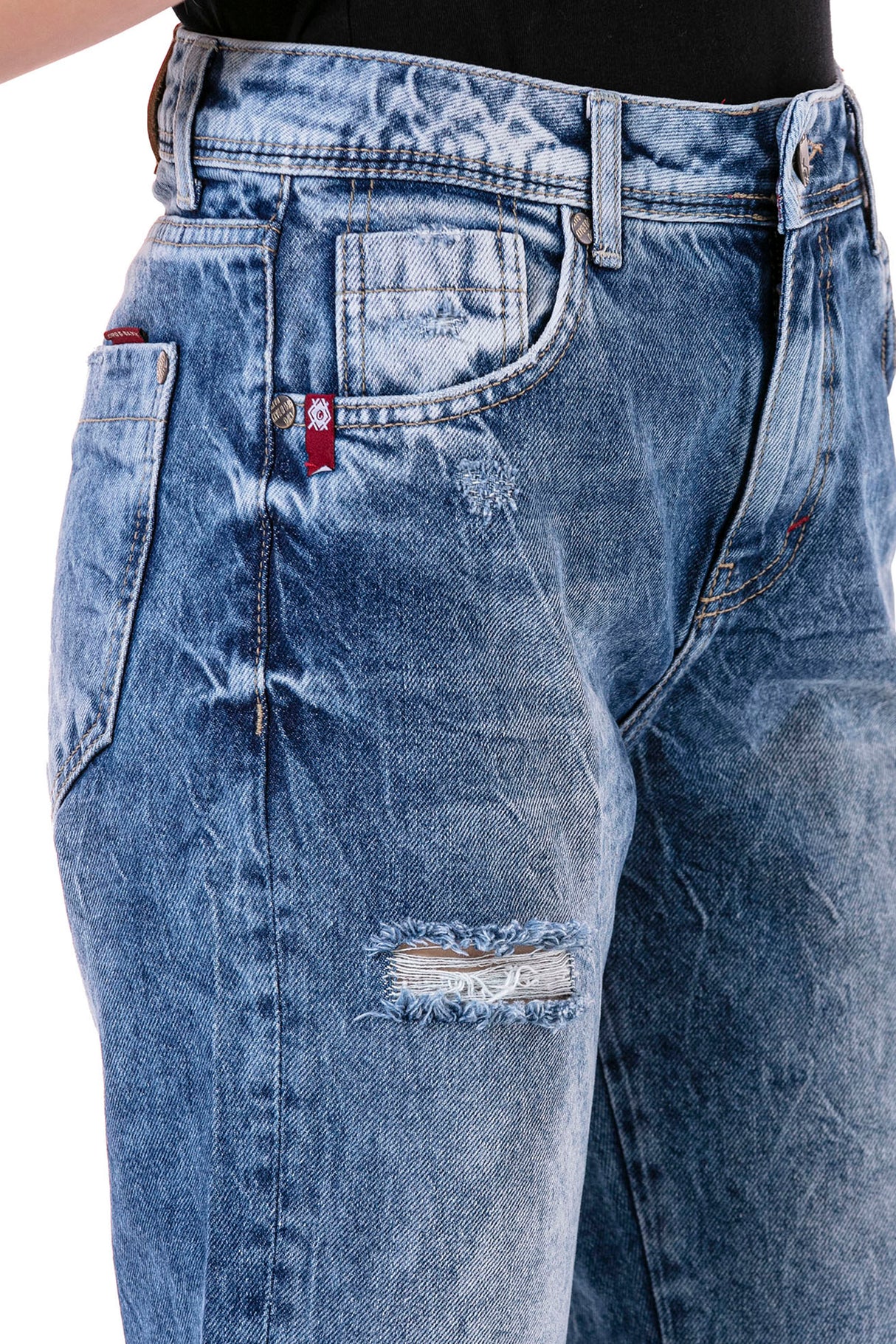 WD447 jeansy damskie 7/8 z dziurami