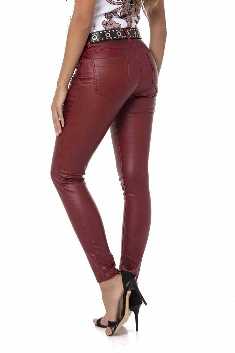 WD467 Damen Slim-Fit-Jeans mit glänzender Beschichtung