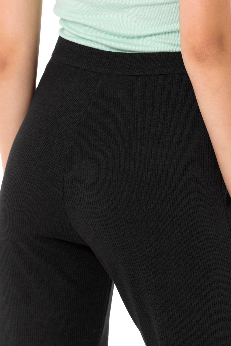 WD488 damskie spodnie dzianinowe z rozszerzaną nogawką