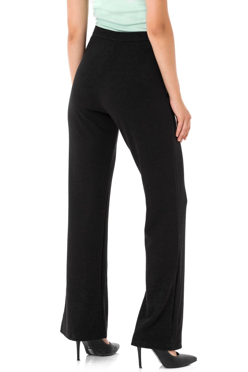 WD488 damskie spodnie dzianinowe z rozszerzaną nogawką