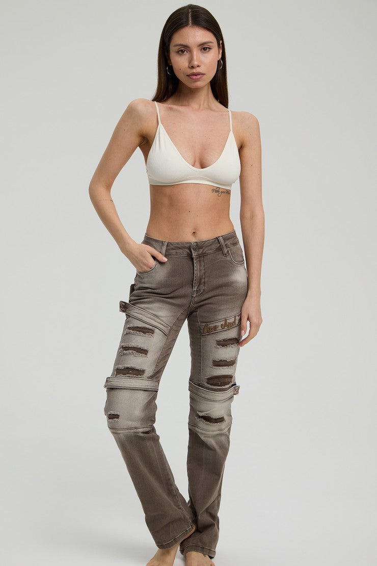 WD529 ausgefallene Damenjeans mit Rissen