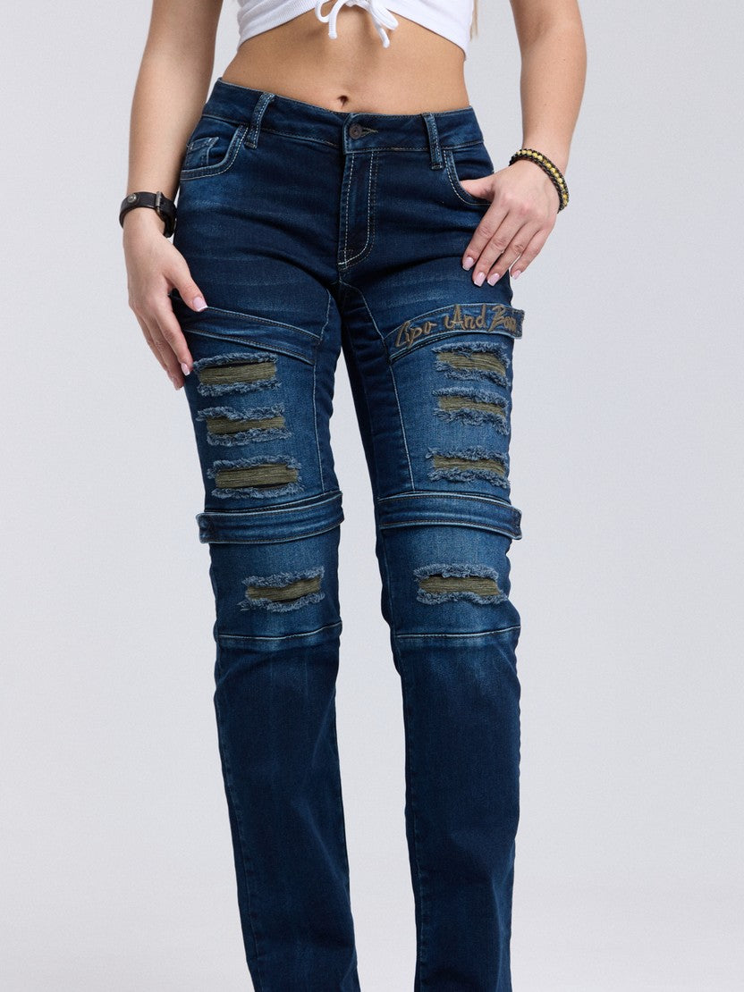 WD529 ausgefallene Damenjeans mit Rissen