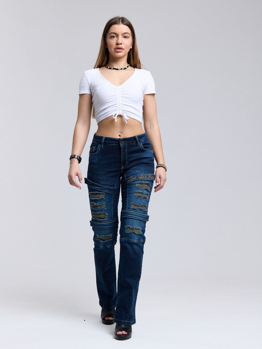 WD529 ausgefallene Damenjeans mit Rissen