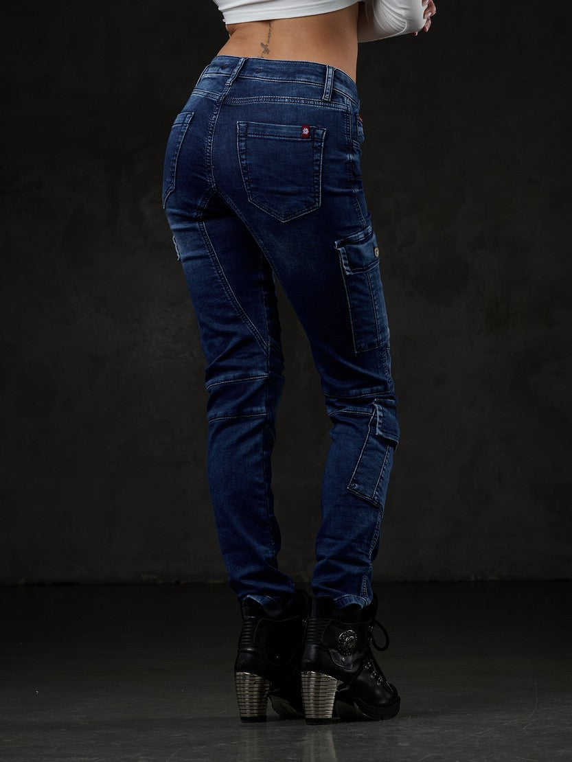 WD531 jeansy damskie z kieszenią cargo