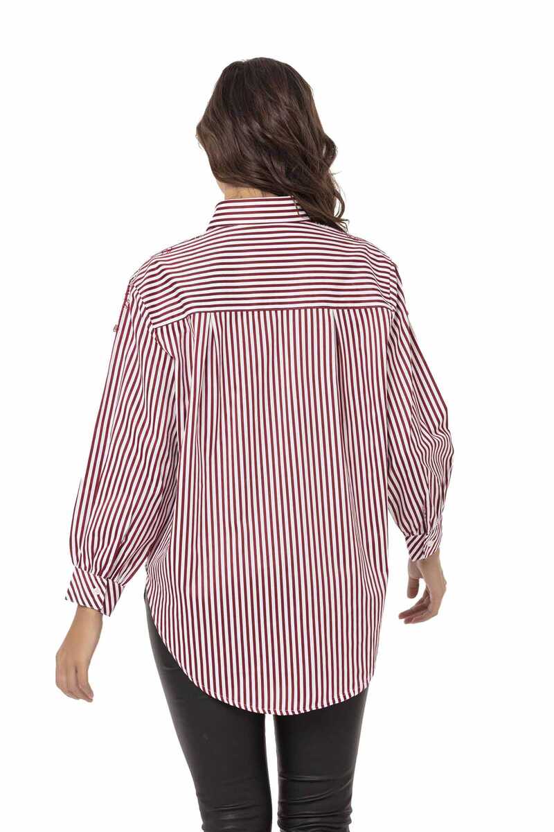 WH122 koszula damska w paski z cyrkoniami