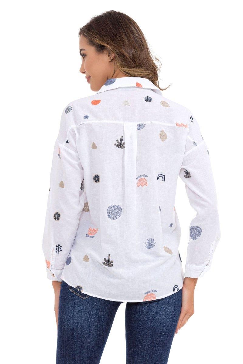 WH130 koszula damska z wiosennym wzorem