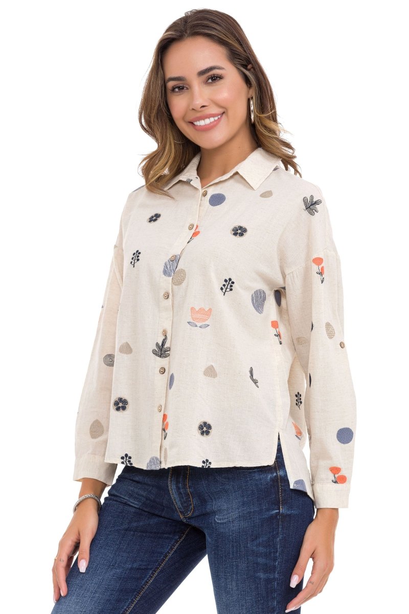 WH130 koszula damska z wiosennym wzorem
