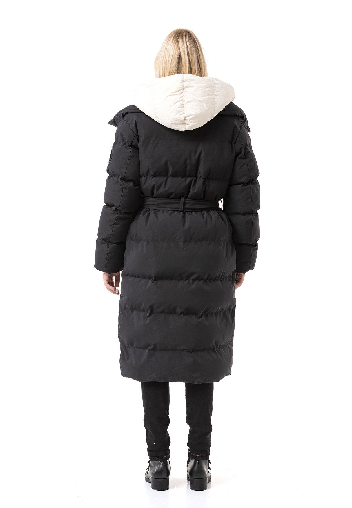 WM145 Manteau d'hiver Femme avec Ceinture et capuche