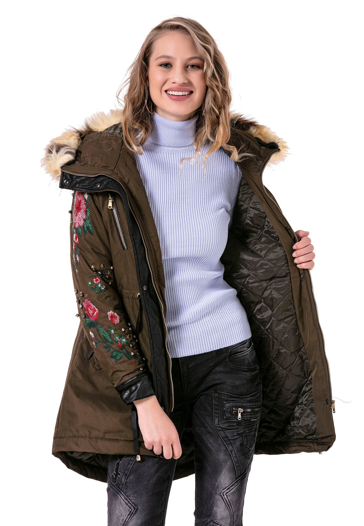 WJ136 kurtka damska z aplikacjami z kamieni