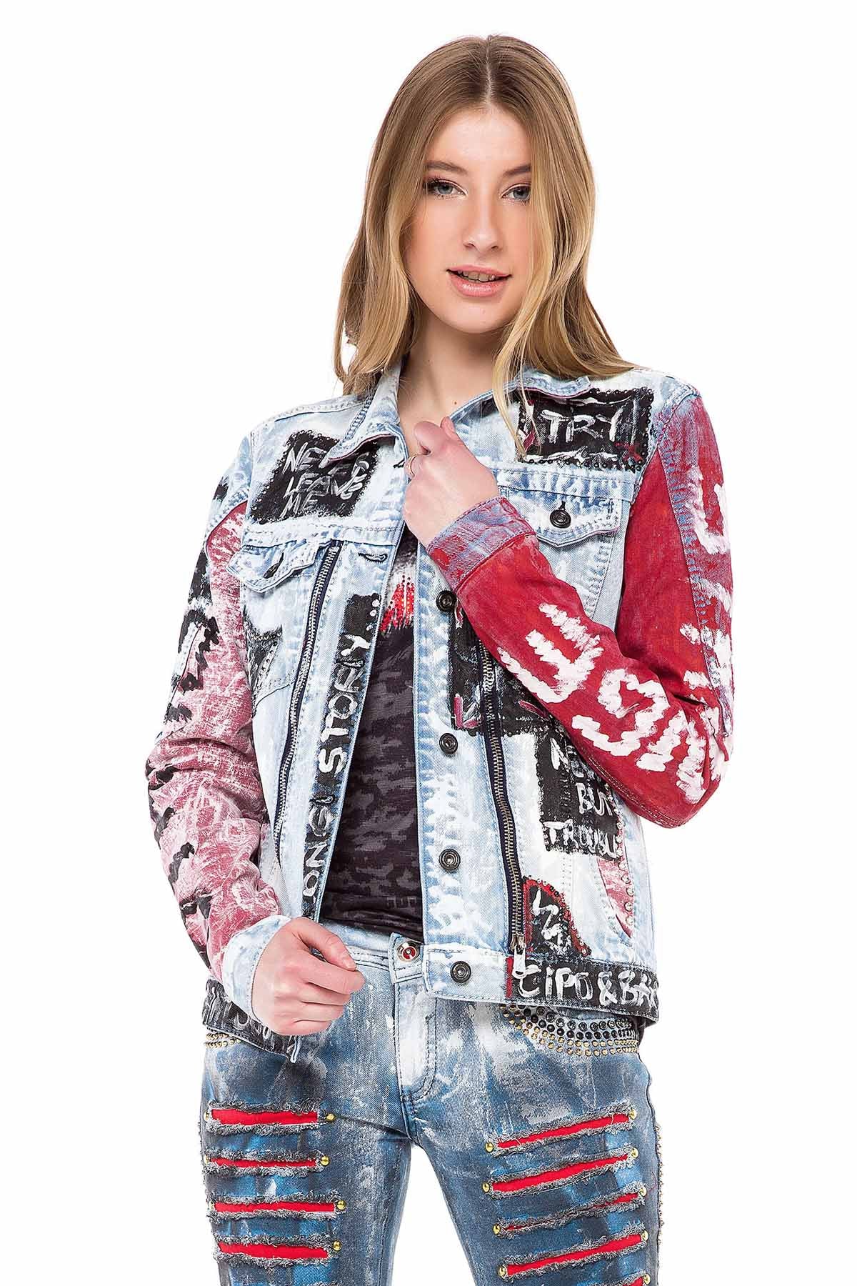 WJ162 damska kurtka jeansowa grafitti