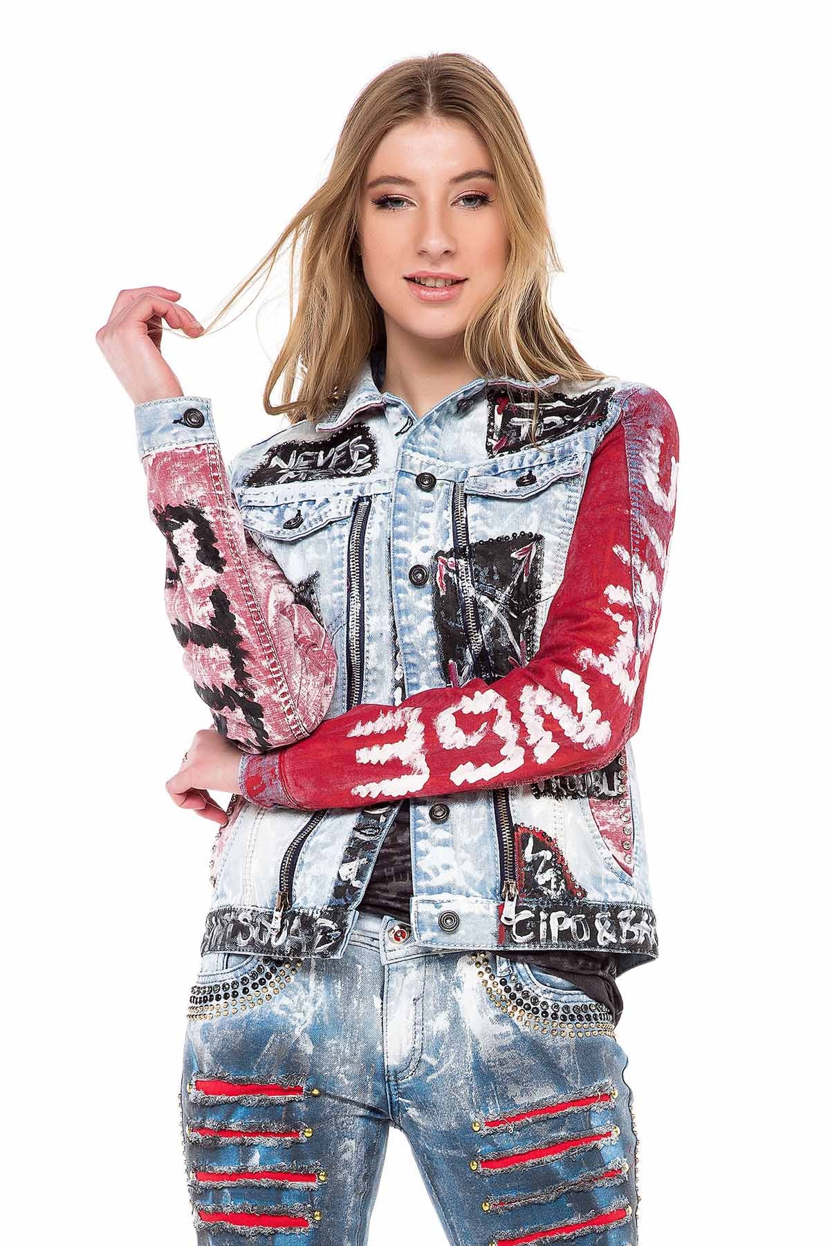 WJ162 damska kurtka jeansowa grafitti