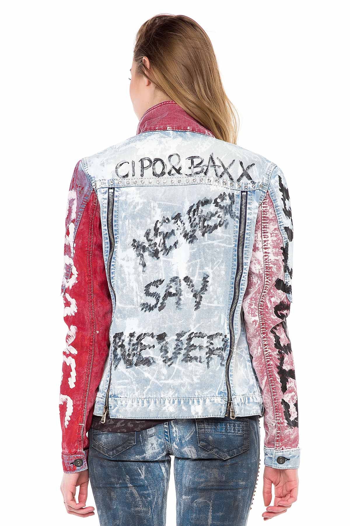 WJ162 damska kurtka jeansowa grafitti