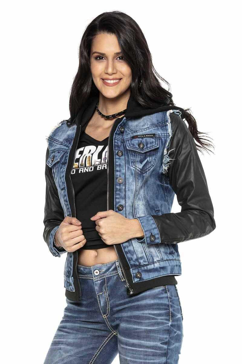 WJ184 kurtka damska jeansowa z kapturem