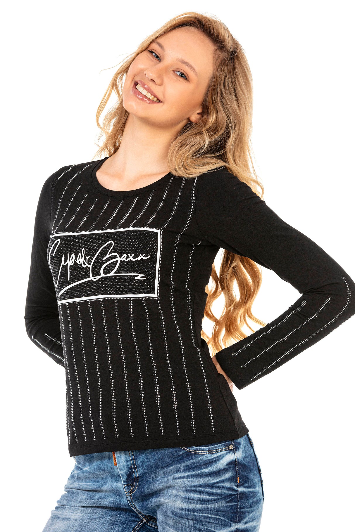 WL289 bluzka damska z modnym nadrukiem z przodu