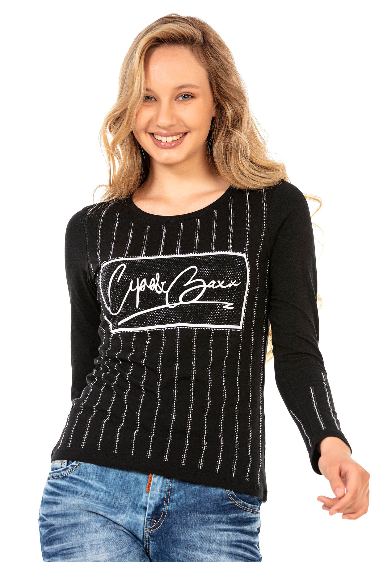 WL289 bluzka damska z modnym nadrukiem z przodu