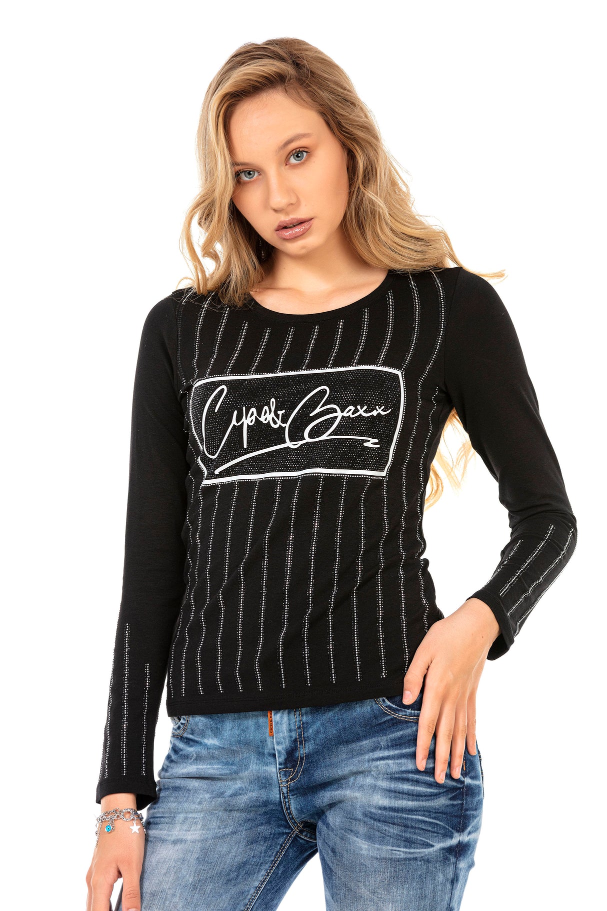 WL289 bluzka damska z modnym nadrukiem z przodu