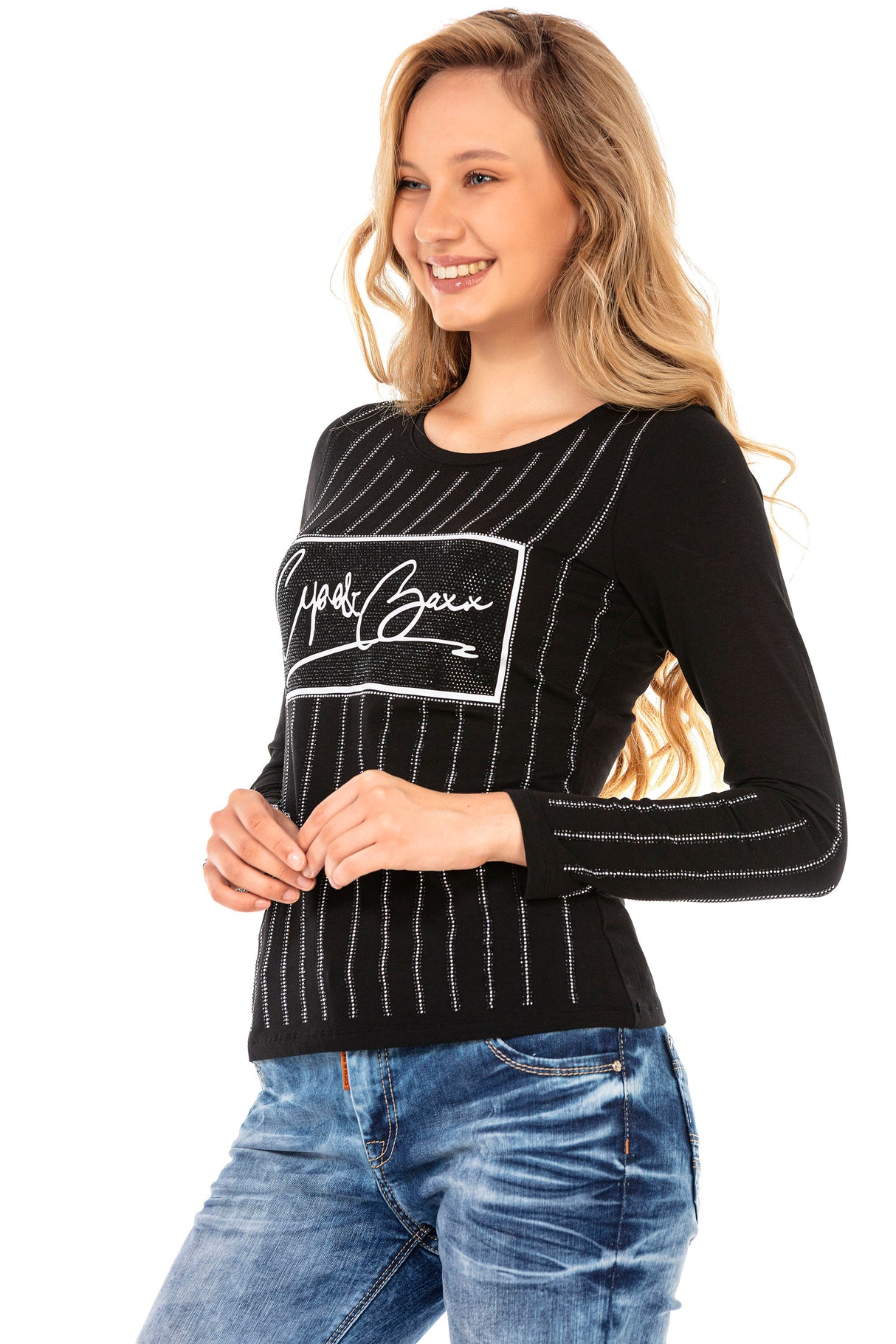 WL289 bluzka damska z modnym nadrukiem z przodu