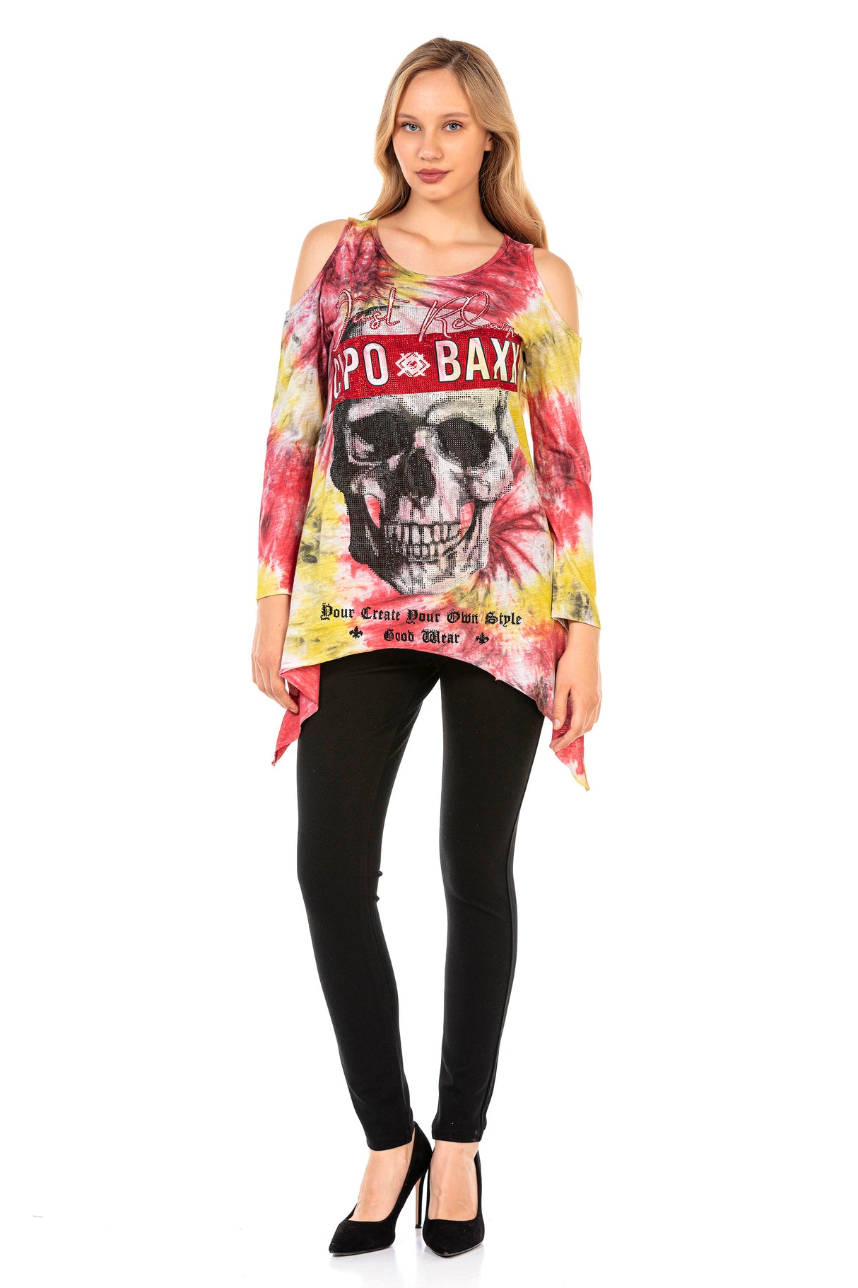 WL294 bluza damska z rozcięciami na ramionach