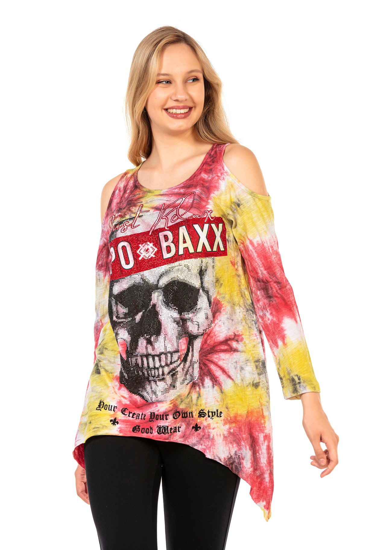 WL294 bluza damska z rozcięciami na ramionach